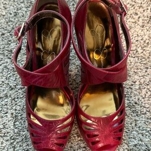 Jessica Simpson Women's Burgundy Peep-Toe Heels